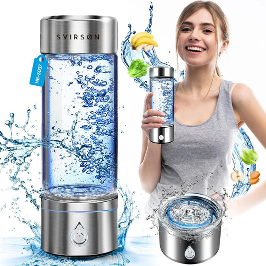 SVIRSON Premium Hydrogen Water Bottle Generator - Portable Antioxidant Water Maker with SPE/PEM Technology, Platinum-Coated Titanium Electrode, USB Charging - Ideal for Health, Fitness